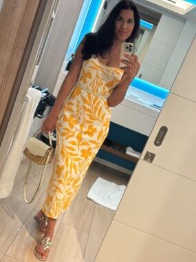 Abercrombie & Fitch Yellow Floral Midi Dress